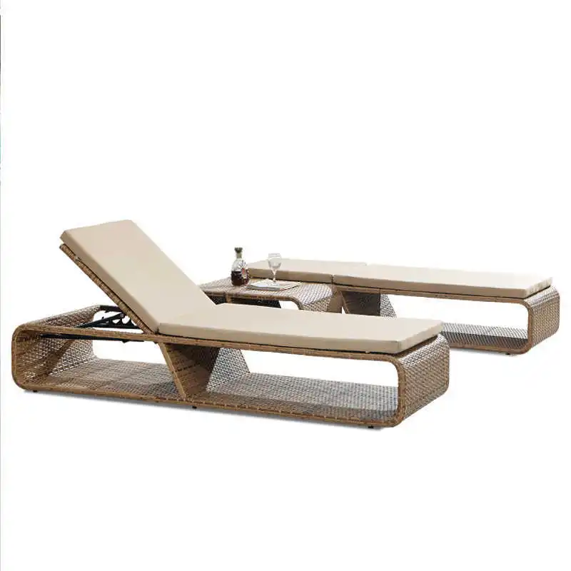 Outdoor Loungers Balcony Courtyard Outdoor Villa Swimming Pool Beach Chairs Terrace Waterproof Leisure Rattan Bed