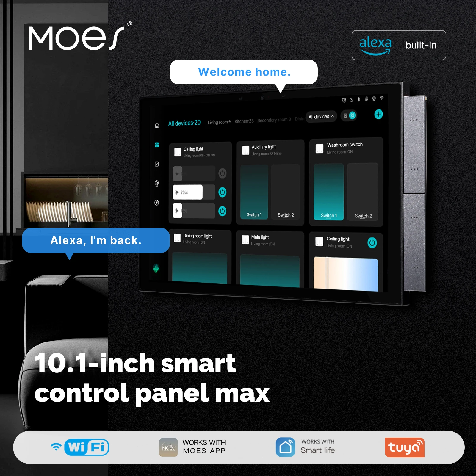 

MOES Tuya Smart Home Control Panel Max 10.1inch Touch Screen with Bluetooth Zigbee Gateway Built-in Building Intercom Compatible