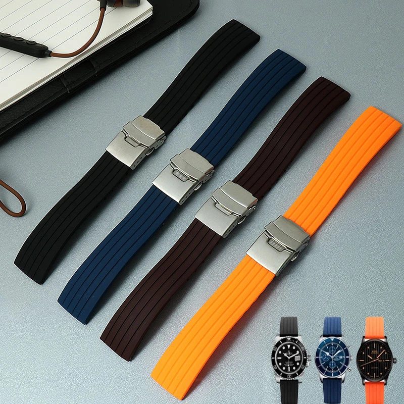 Soft Silicone Watch Strap for Tissot Mido Seiko Citizen Tudor Samsung Active 43mm 47mm Watchband Accessories 18 19 20 21 22 24mm