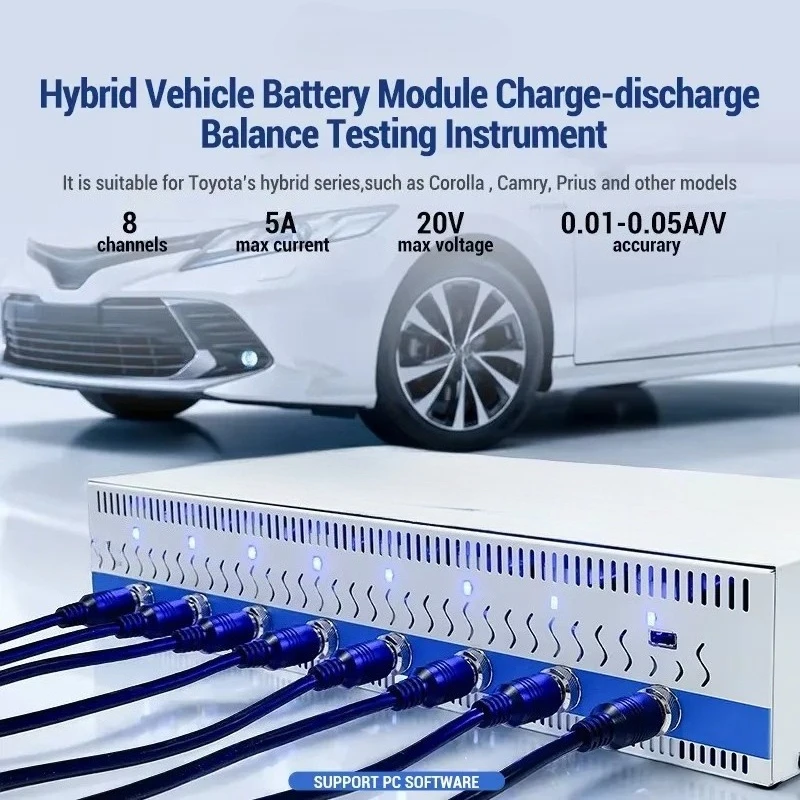 Heltec NiMH Hybrid Car Battery Module Tester Equalizer 8 Channel 5A Charge Discharge Capacity Analyzer for Crown Avalon Prius