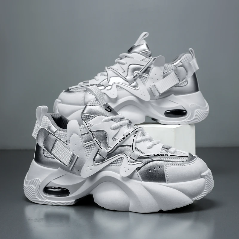 

Мужская спортивная обувь, модная классическая сетчатая повседневная противоскользящая спортивная обувь на толстой подошве, лето 2024, удобные кроссовки для бега на открытом воздухе