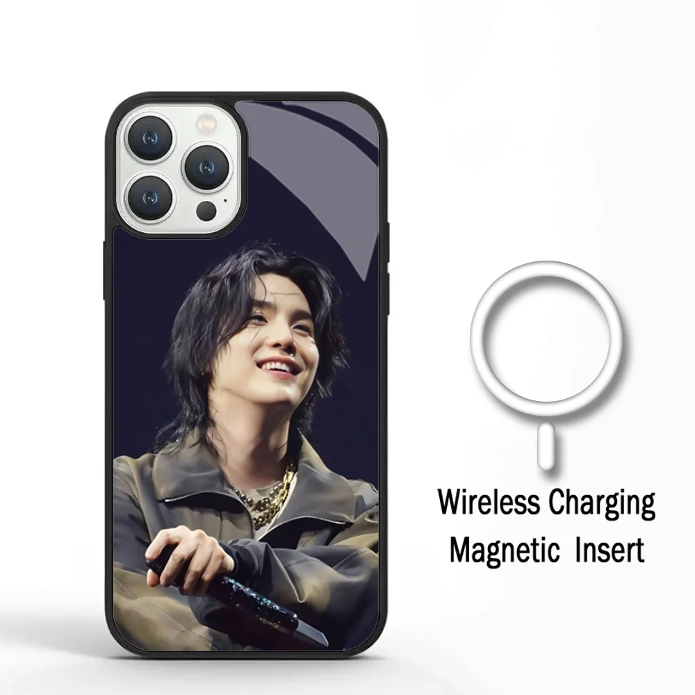 A- Agust D Yoongi S-Suga Phone Case For IPhone 11 12 13 14 15 Plus Pro Max Mirror Acrylic Cover For Magsafe