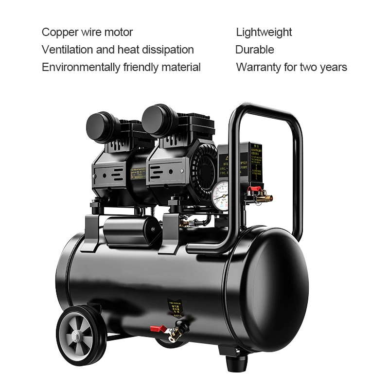 ضاغط هواء صامت خالٍ من الزيت محرك نحاسي منخفض الضوضاء مضخة هواء محمولة كاتم صوت جهاز تصفية للاستخدام المنزلي الصناعي كفاءة عالية