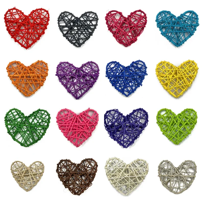 

10pcs 5cm/6cm/7cm Heart Shaped Natural Wicker Balls Decorative Rattan Hearts DIY Craft for Wedding Baby Shower Christmas Party