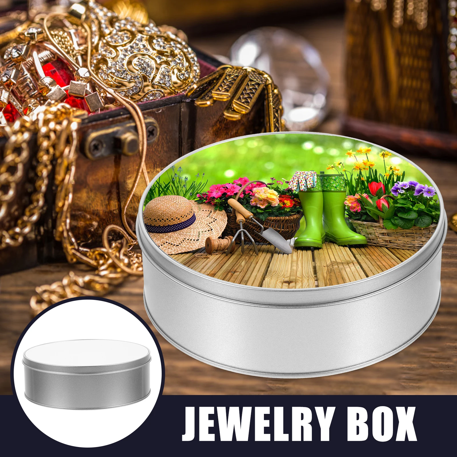 

Round Metal Box Sublimation Iron Storage Boxes for Sweets Cookies Party Decorative Sublimation Metal Box Tin Containers