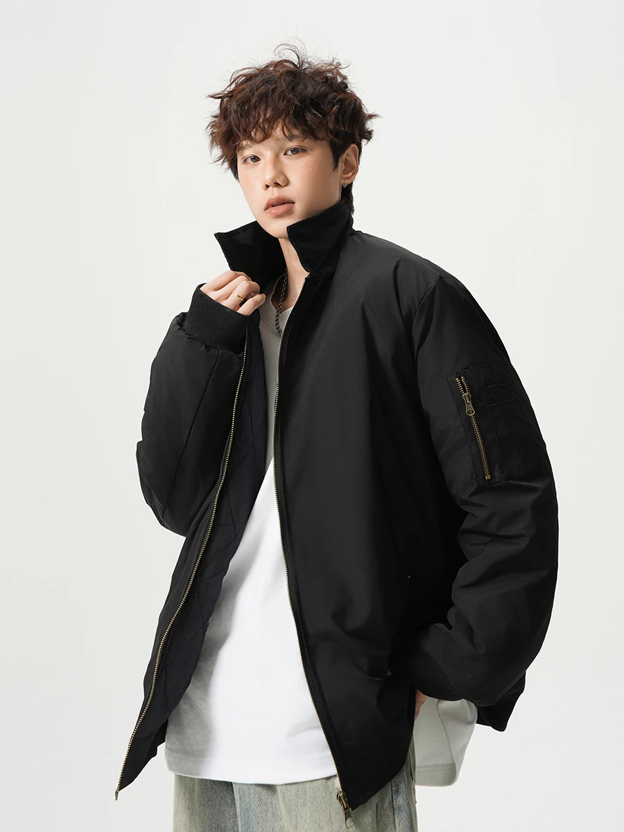 

American Sle Cleanfit Collar Cotton Jaet Men's ort Autumn Winter Baseball Sle Pilot Jaet Warm Thiened Long Sve...