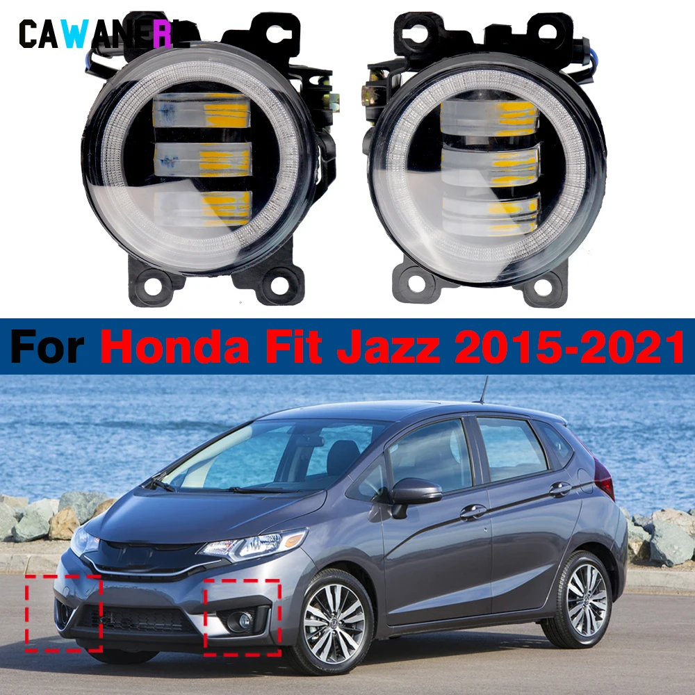 2 X 30W Canbus Car LED Fog Light Angel Eye Daytime Running Lamp DRL H11 For Honda Fit Jazz 2015 2016 2017 2018 2019 2020 2021