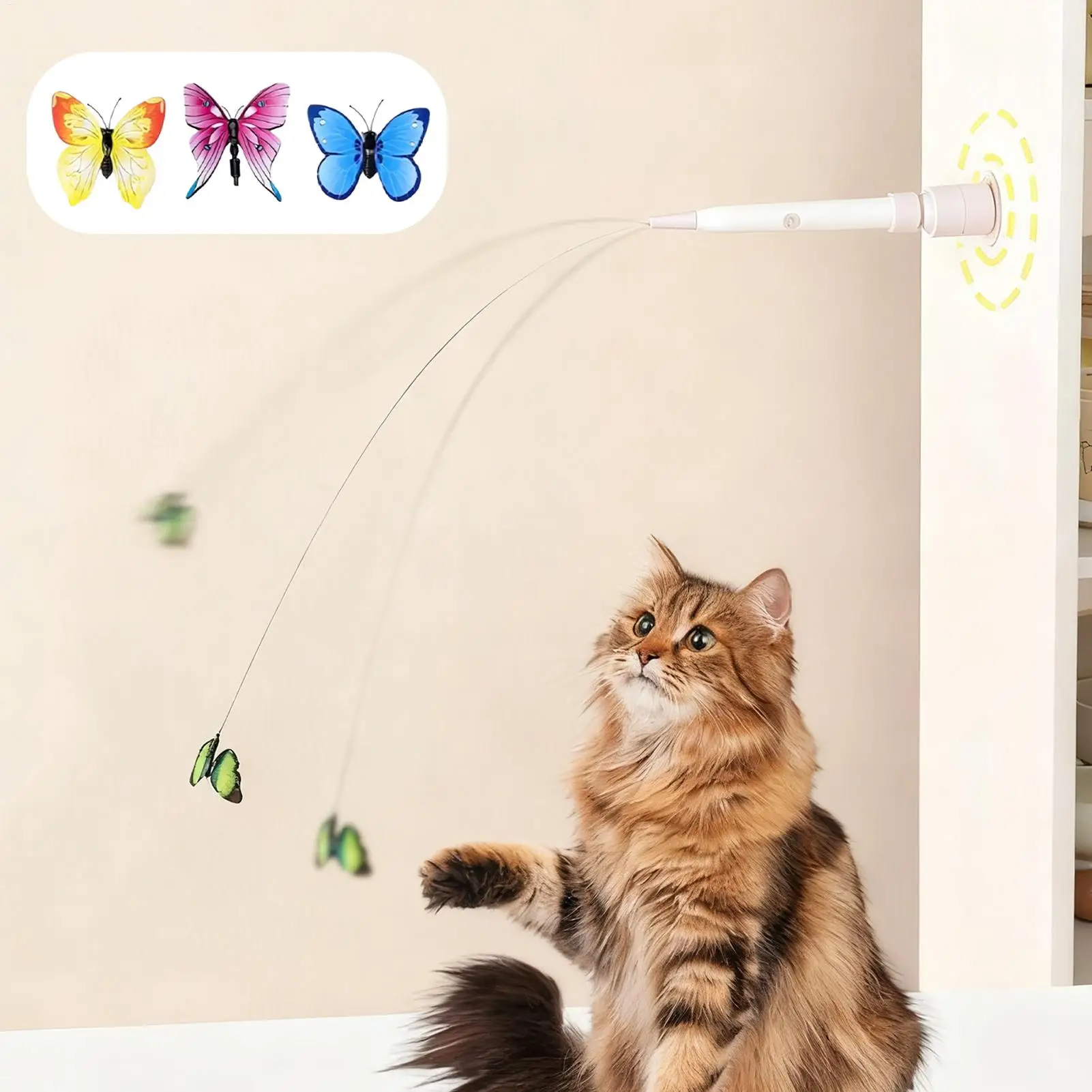 Interactive Cat Toy Suction Smart Battery Operated Automatic Electronic Toy Wand For Small Medium Kitten Home Apartment Play