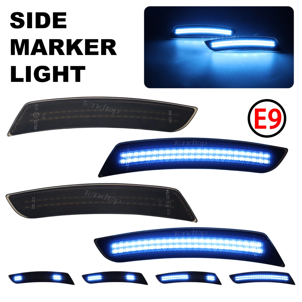 4pcs Dynamic Lights Side Marker Lamp Smoked Lens Front  Rear Full LED Car Side Marker Light  for Chevy Camaro 2016-2023