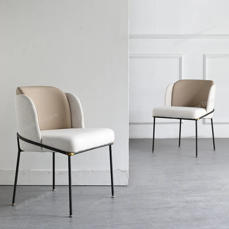 

Nordic Luxury Dining Chairs Minimalist Design Metal Balcony Advanced Dining Chairs Homestay Accent Home Furniture Sillas Lscy