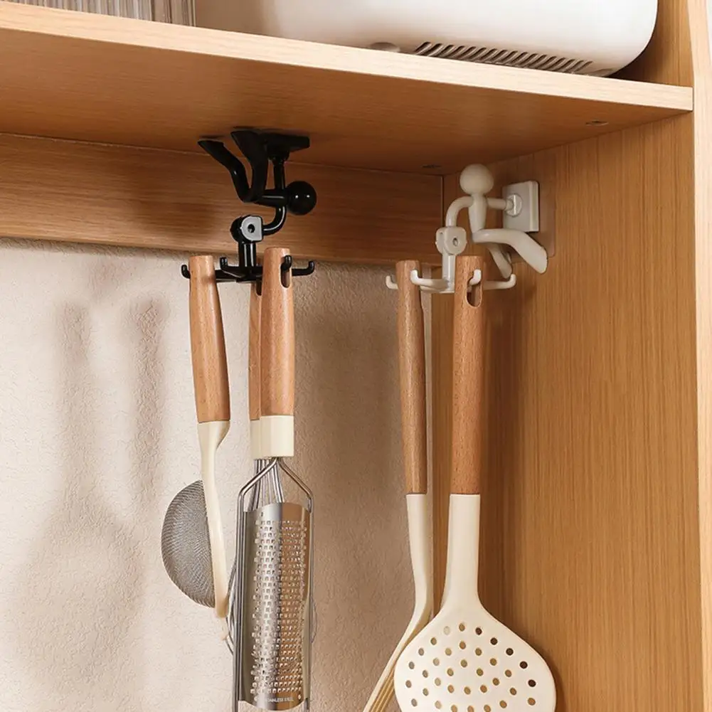 

1 Set Kitchen Organizer Rack Utensil Holder Wall-mounted 360 Degree Rotation 6 Claw Utensils Hanger Supplies Organizers