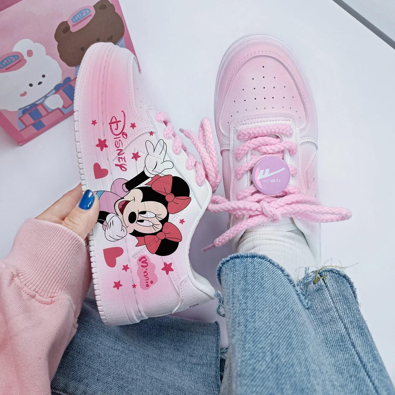 Nowe dziewczyny z kreskówek Disney Minnie księżniczka śliczne buty na co dzień antypoślizgowe buty sportowe z miękkim dnem na prezent dla dziewczynki