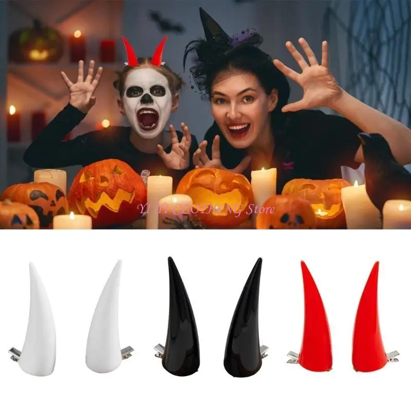 

N5KF Заколка для волос в стиле аниме Power Halloween Horn Плоская заколка для волос Хэллоуин Шпилька Power Элегантная заколка