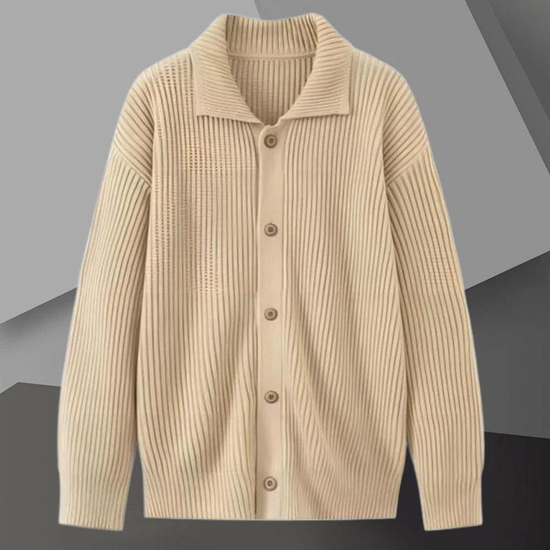 

Fall Luxury Lapel Knitted Cardigan Jacket Solid Color Cardigan Men Long Sleeve Slim Sweater Cardigan Men Garment Coat Sweater