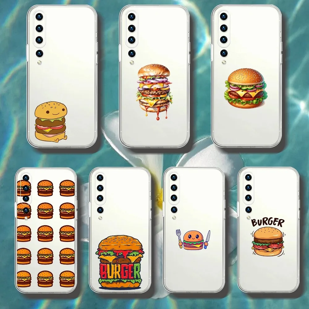 

Tasty Huge Hamburger Phone Case For Xiaomi 11 Redmi Note 11 5G 8T 9A 9 10T Note8Pro Note9 12SUltra Transparent Case