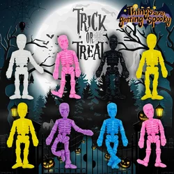 10/60Pc Halloween Stretchable Skeleton Man Kids Party Favors TPR Soft Rubber Zombie Horror Doll Stress Relief Toy Halloween Gift