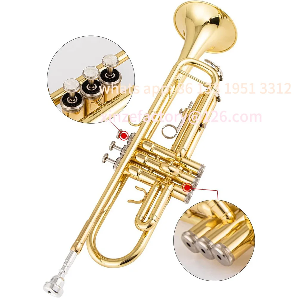 

Lacquered Gold Trumpet Musical Instrument B-flat School Students Adult Children Beginners, Nickel-plated Silver-plated Trumpet M