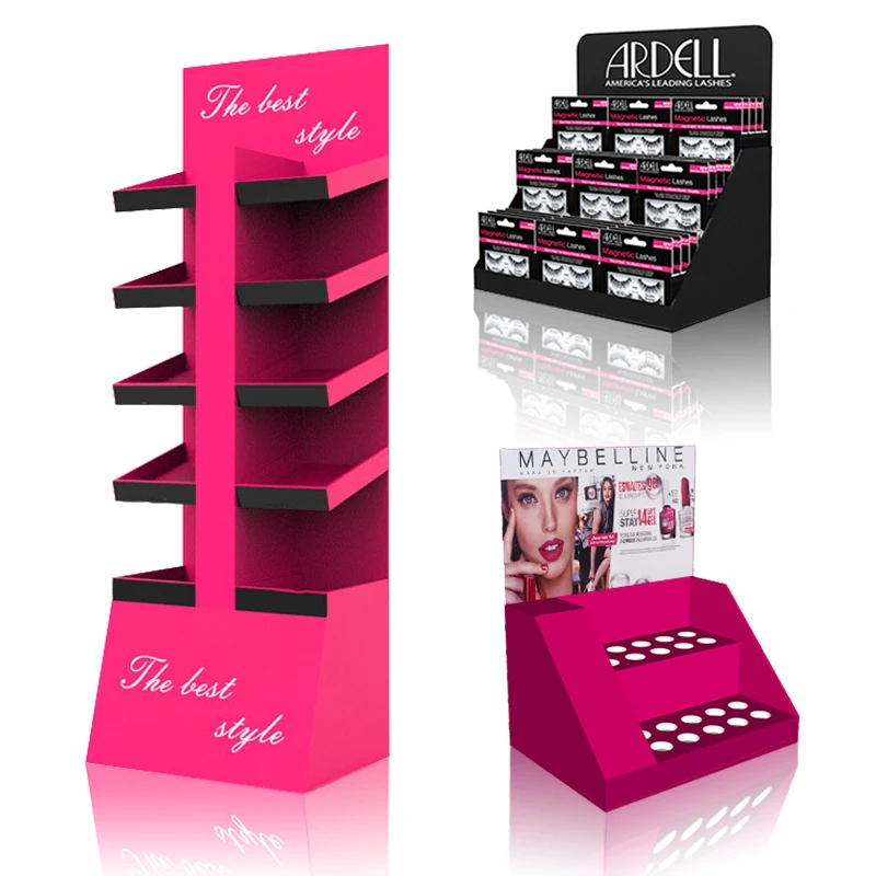 custom.Customized Retail Store Beauty Product Cosmetic Lipgloss Cardboard Makeup Press on Nail Polish Display Stand