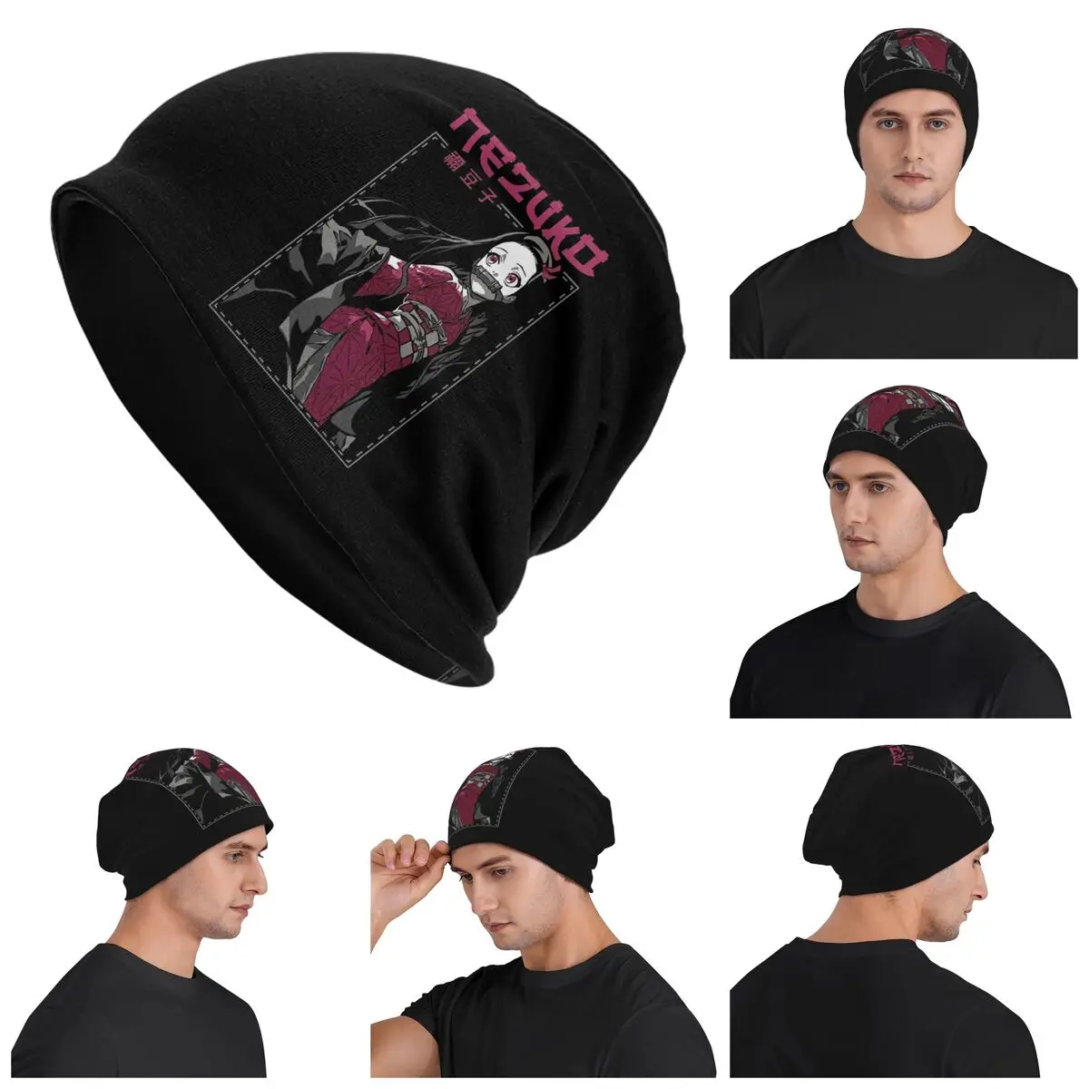 

Nezuko Kimono Demon Slayer Kimetsu No Yaiba Anime Warm Knitted Bonnet Hat Autumn Winter Outdoor Beanies Hats for Men Women Adult