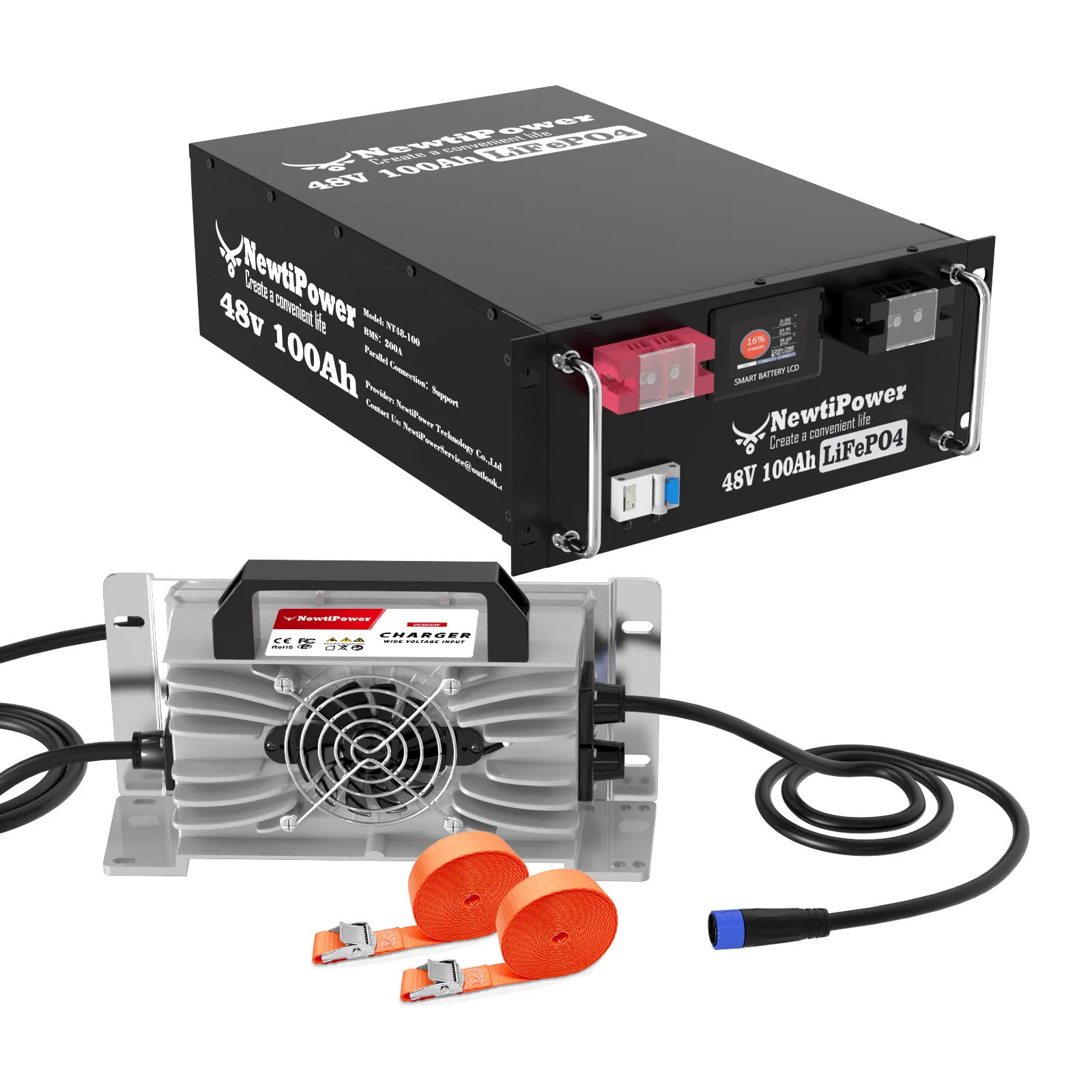 

48V100AH wall mounted lithium iron phosphate battery with 200A BMS, maximum 5120W power, 10000+cycles, suitable for solar energy, backup power, and off grid systems