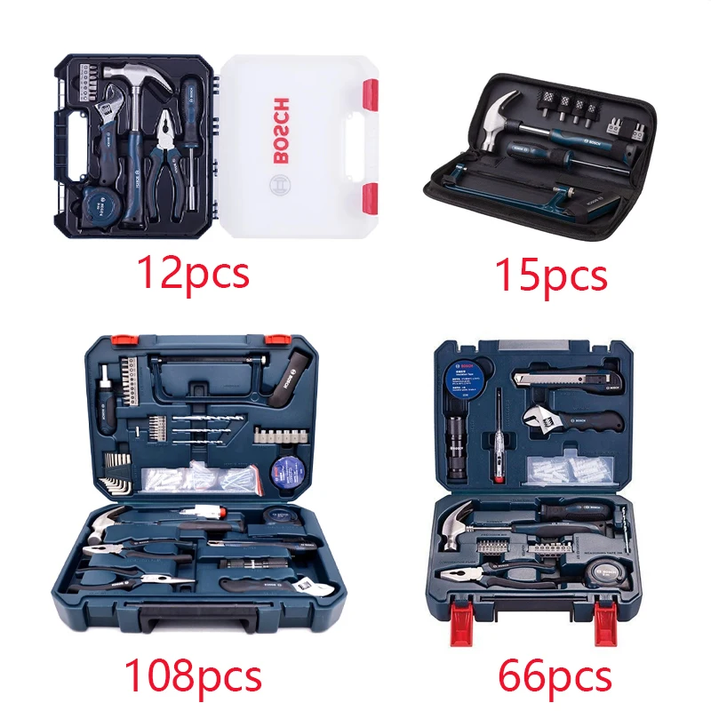 عدة أدوات يدوية متعددة الوظائف من BOSCH طقم أدوات إصلاح منزلية طقم أدوات النجارة طقم معدات يدوية متعددة الاستعمالات مع صندوق #2