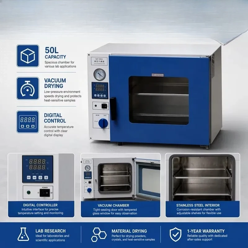 50L Laboratory Vacuum Drying Oven with Optional Vacuum Pump