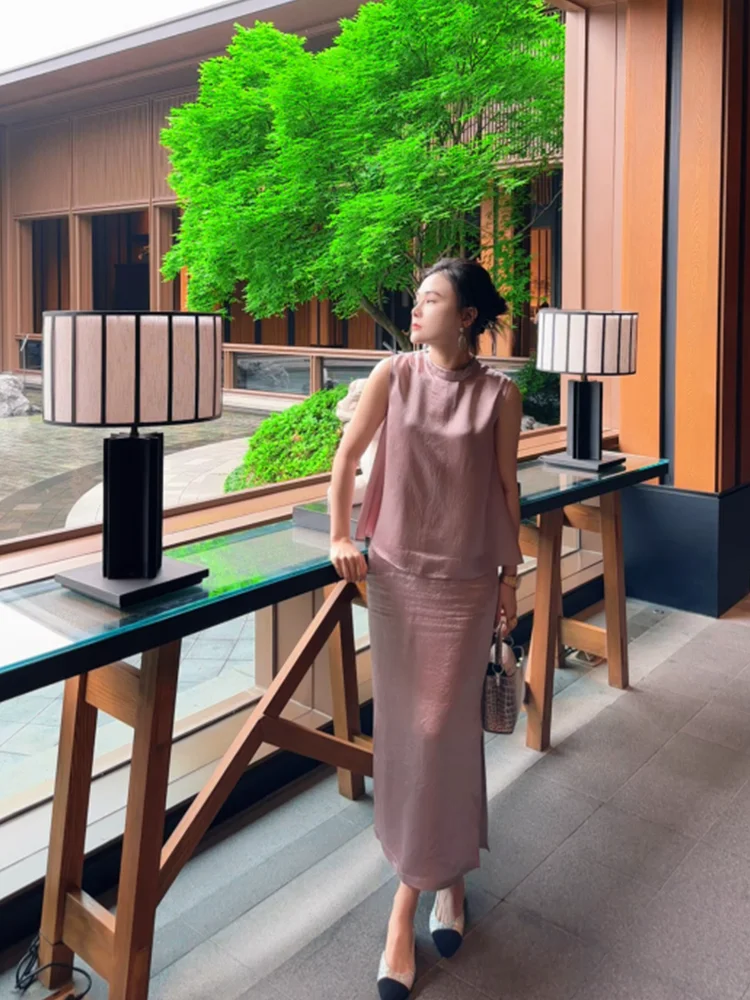 

Ацетатный повседневный универсальный топ Svel Top Yuan Ling в цвете персикового цветка, с узором «изобилие цветов» и эффектом «свинцовый виноград», комфортный и модный.