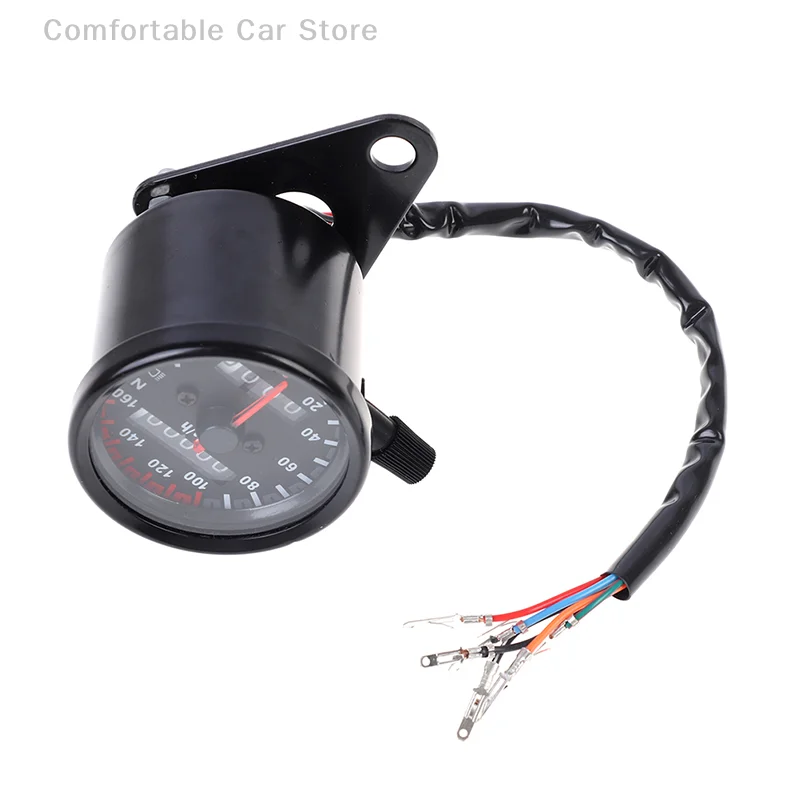 Universal 1pc tragbar. Schwarzes Motorrad Doppel tachometer Kilometer zähler 12V Moto mit LED-Anzeige – Detail 4