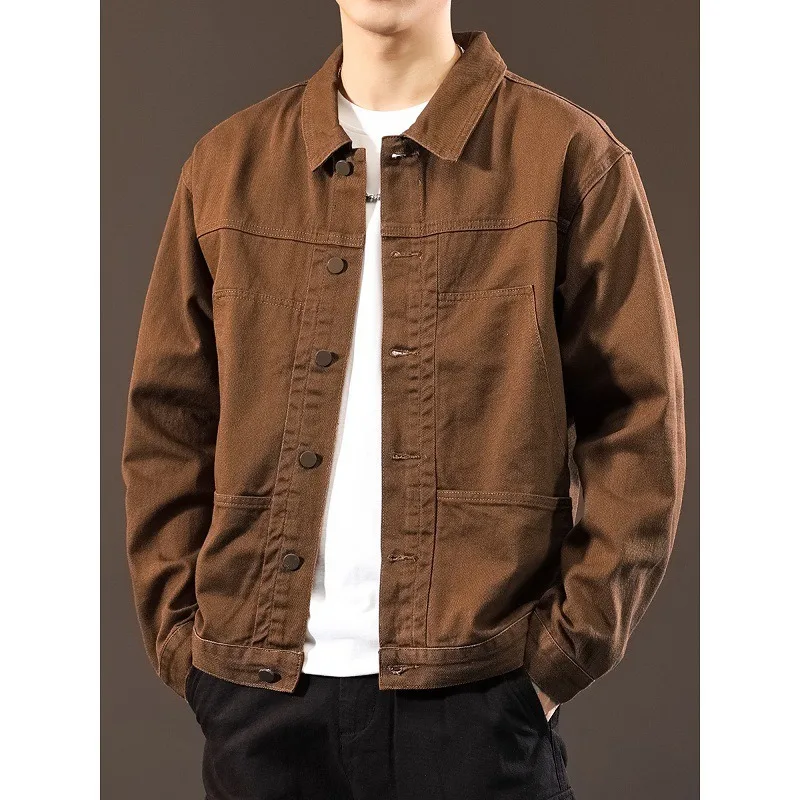 New Men Lapel Tooling Coat Spring Loose Casual Top Men Coat