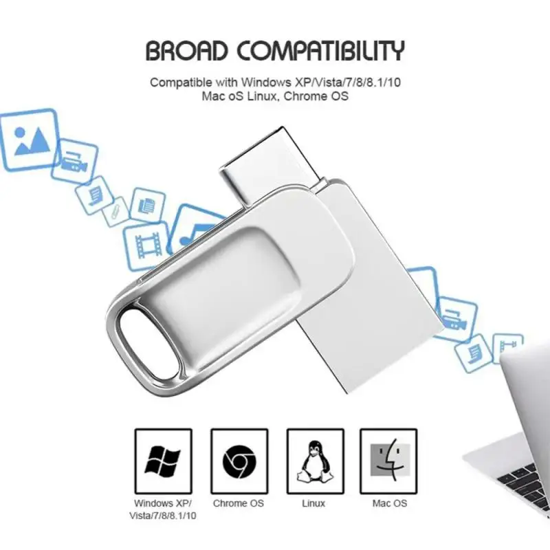 Flash Drive USB 3.0 logam, Flash Drive Usb kecepatan tinggi, Pen Drive Android OTG tipe-c USB 2-In-1 Eksternal Flash Memorias 2TB 1TB untuk Laptop Desktop