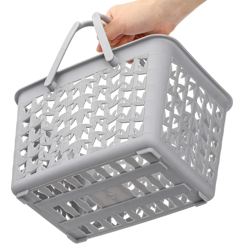 مجموعة من 3 سلال للاستحمام البلاستيكية، صندوق تخزين محمول مع مقابض، منظم أدوات الزينة للحمام،