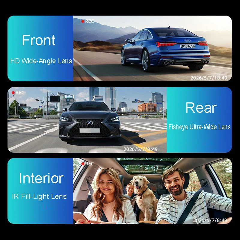 3CH 360 Full HD Console Dashcam RGB Running Light 24H Parking App Motion GSensor LoopRec TimeLapse NightVision StealthRecord