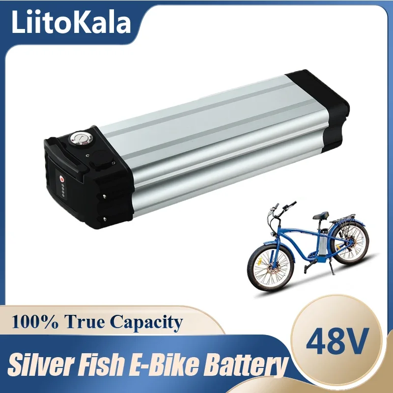 LiitoKala Silver Fish 48V Ebike Battery Pack 10Ah 12Ah 15Ah 20Ah For Shengmilo MX20 Folding Fat Tire Snow Bike Electric Bicycle