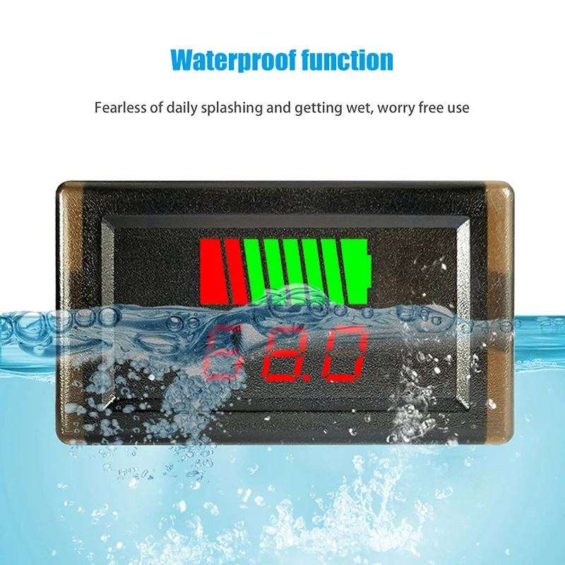 โวลต์มิเตอร์ดิจิตอล LCD กันน้ำ 12V/24V/60V/72V ใหม่ สำหรับรถยนต์ มอเตอร์ไซค์ ตัววัดความจุแบตเตอรี่  ทดสอบแรงดันไฟฟ้าแบตเตอรี่ตะกั่วกรด