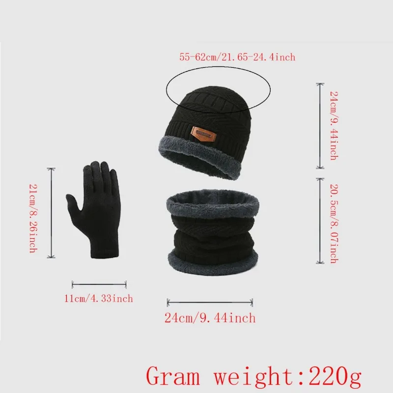 Knitted Warm 3Pc/Set Suitable for Outdoor Travel in Winterdaily Commutingtouch Screenanti Slipmen's Essential Set Keeping Warm