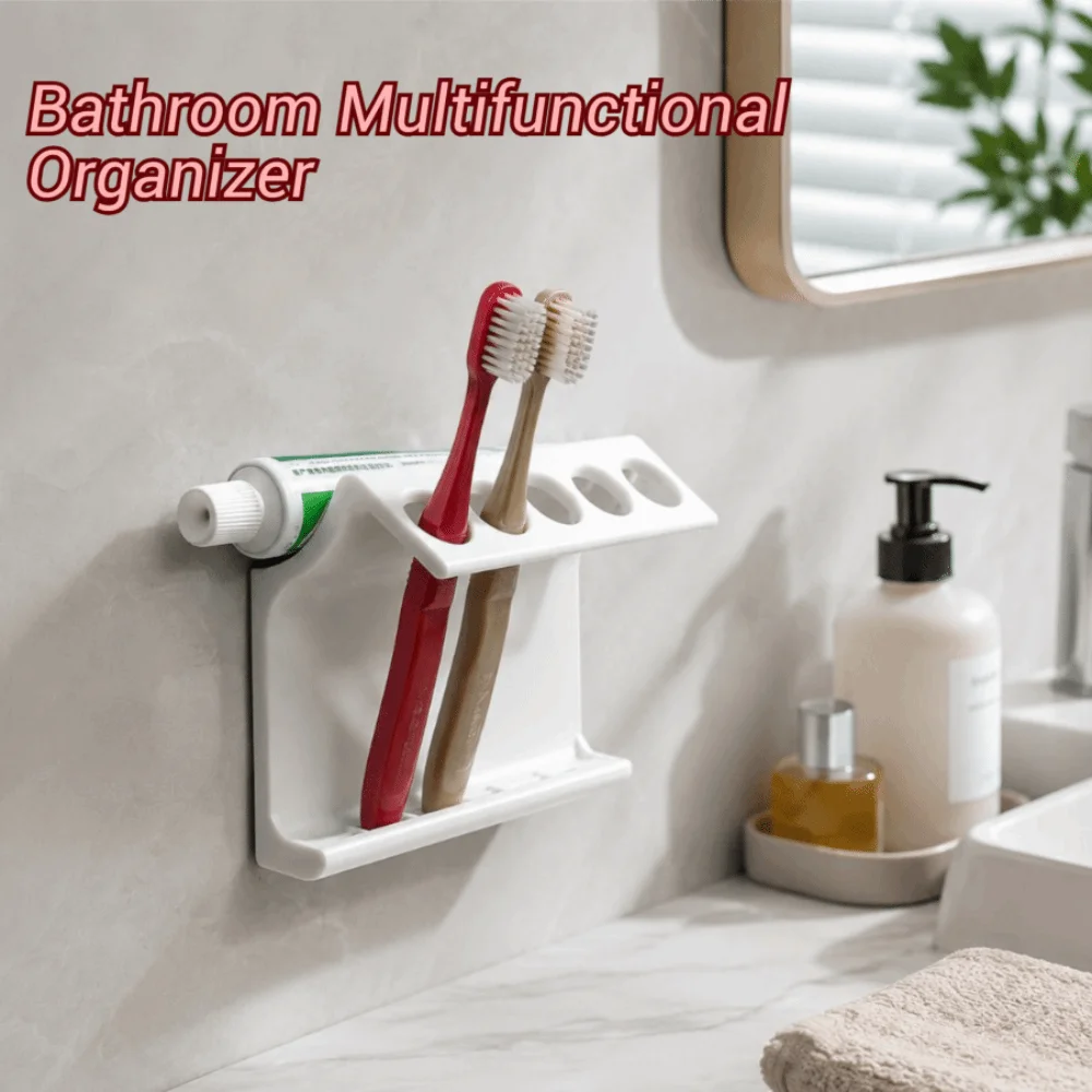 No-Drill Bathroom Multi-Functional Shelf 5-Slot Practical Multifunctional Drain Rack Fashionable 3D Printing