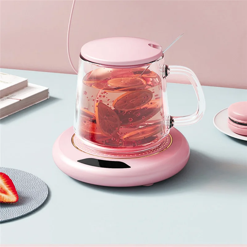 Thermostatic Heating Coaster 2PC USB Home 3-Speed Adjustment 55 Degree Constant Temperature