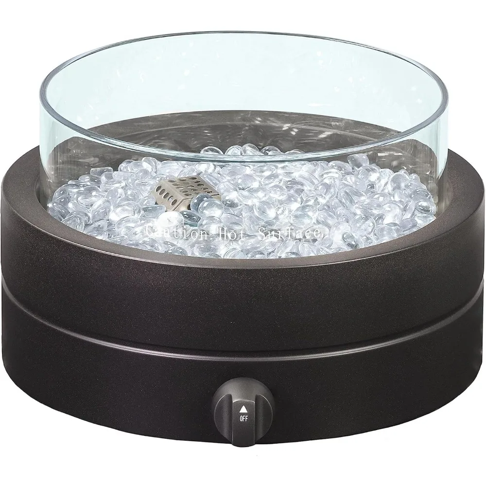 

Portable 14-Inch Round Propane Fire Pit with 9000 BTU, Glass Stones, and Umbrella Hole Compatibility