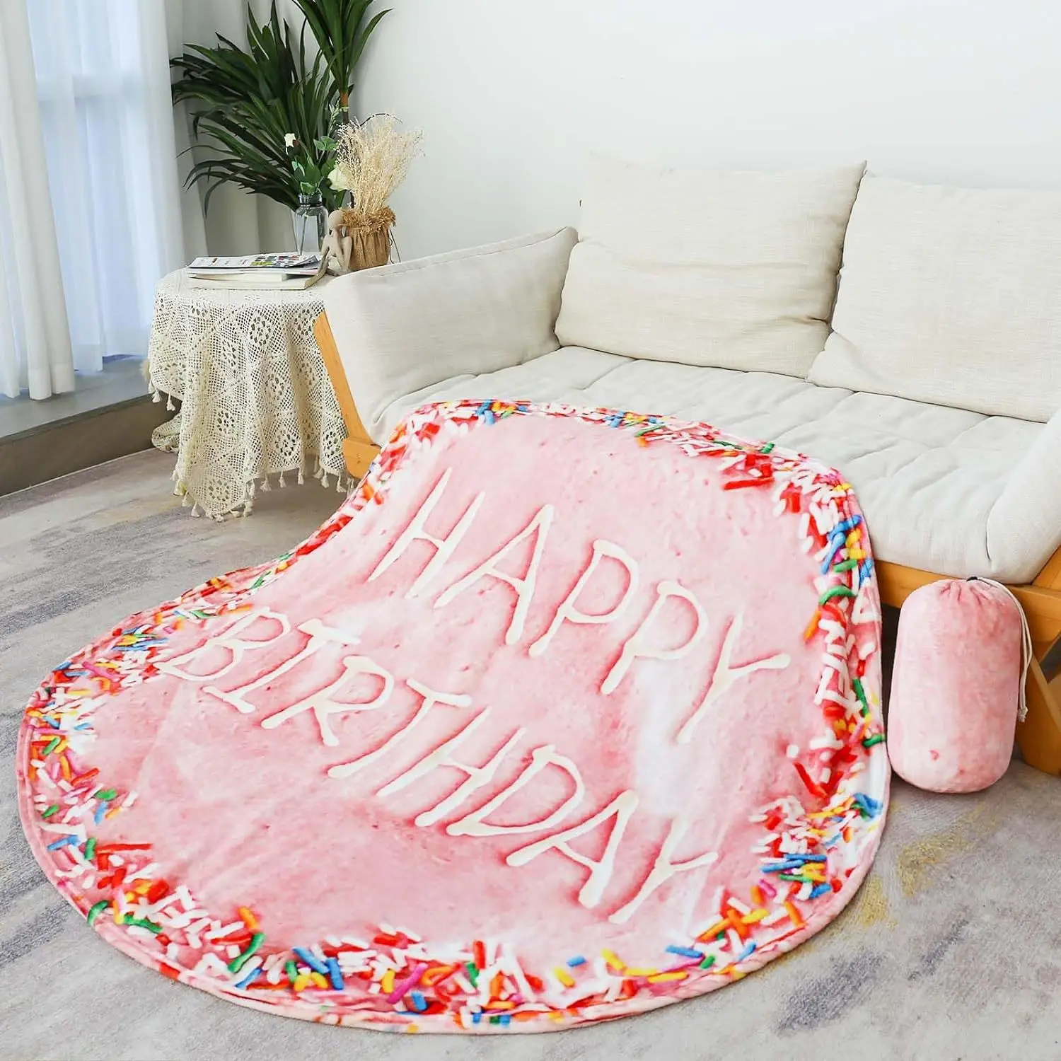 Novelty food pancake blanket, soft fennel round corn cake blanket, used for bedding sofas, fun gifts for adults and children