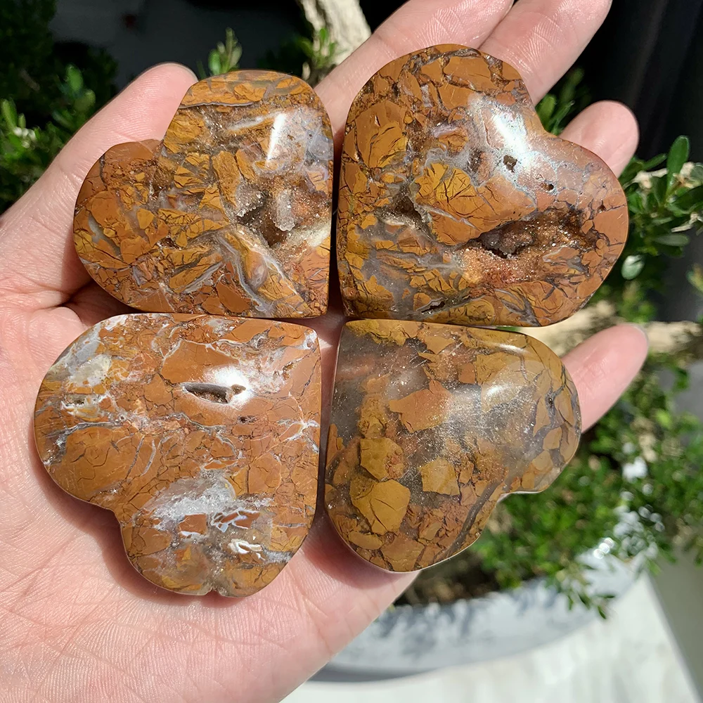 Natural Maligano Jasper Heart Carved Hand Polished Crystal Healing Meditation Home Decor Art Collection Gift