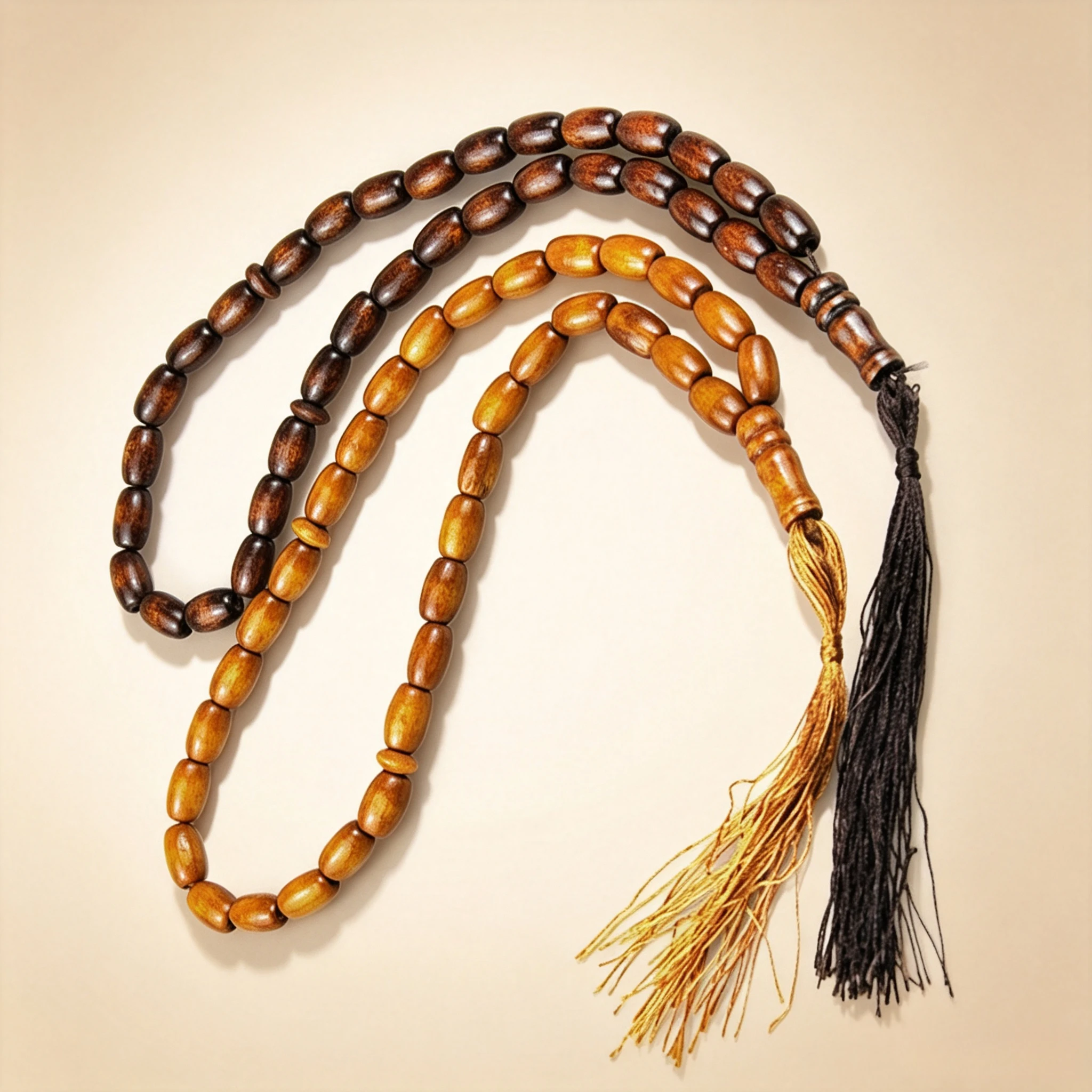 Natural Wood 33 Beads Muslim Tasbih Prayer Beads Oval Shape Misbaha Islamic Dhikr Rosary with Tassel Middle Eastern
