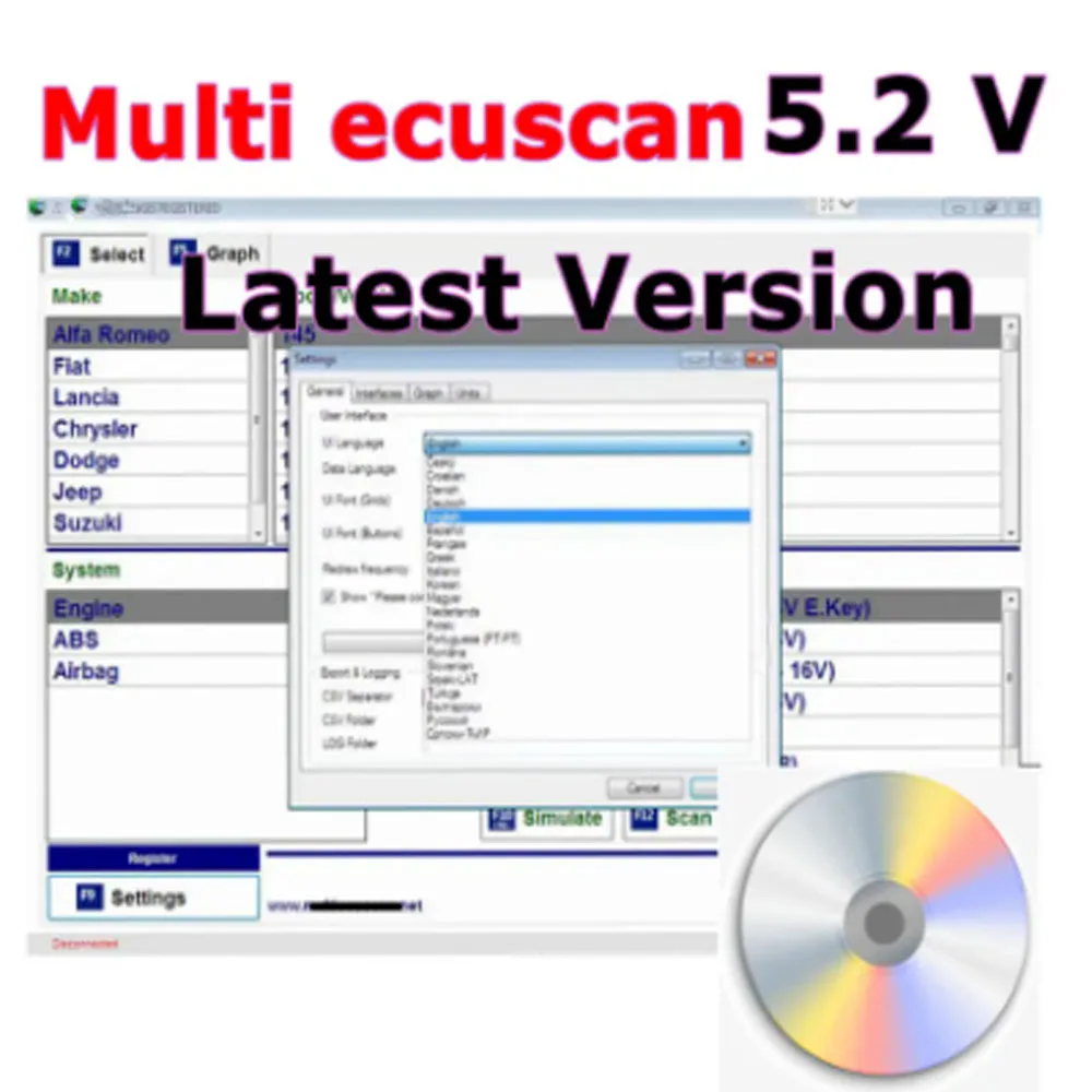 تحديث برنامج إصلاح السيارات Multiecuscan V5.2 لشركة فيات كرايسلر دودج جيب سوزوكي مع برنامج Autodata 3.45 الساخن 2025