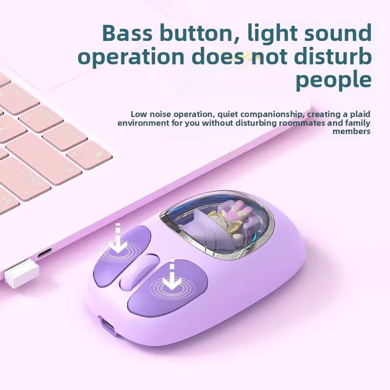 

Pop Wireless 2.4G Blueooth Mouse Rechargeable Dual Mode Cute Transparent Replaceable Figure Mute Ergonomic Mice For Laptop PC Gi
