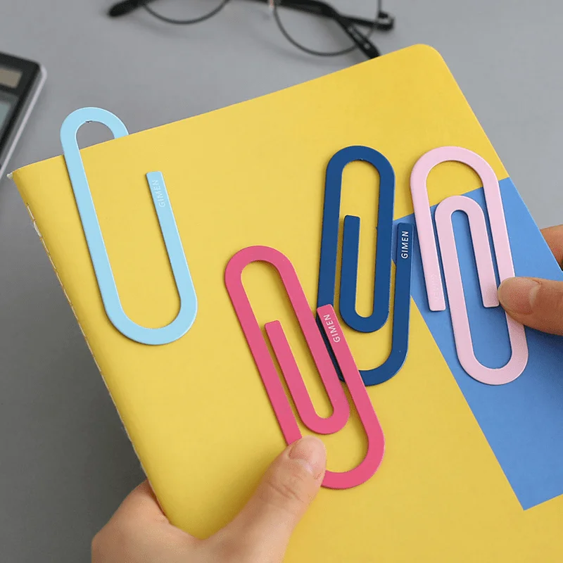 2pcs/pack Cute Colorful Small Large Metal Paper Clip Bookmark Kawaii Stationery Paperclips Planner Clips Office School Supplies