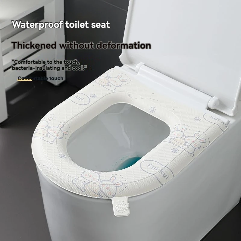 

Водонепроницаемые накладки на сиденье унитаза с мультяшным рисунком - легко моющиеся самоклеящиеся подушечки из ЭВА. Милый многоразовый клейкий коврик