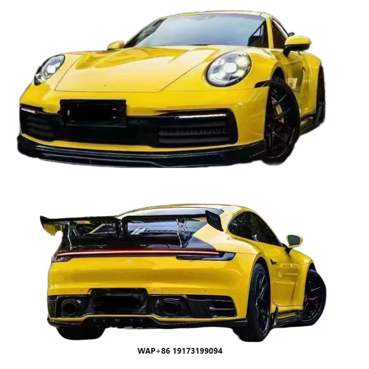 Techat Style Carbon Fiber Body Kit for-Porsche 911 992 Carbon Fiber Front Lip Skirt Rear Diffuser Spoiler Body Kit