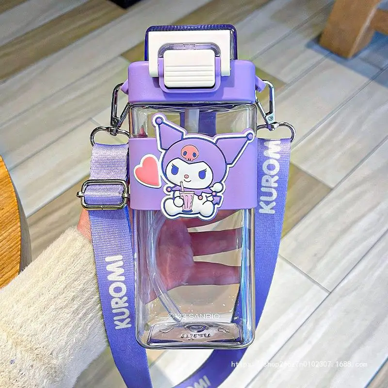 

Kuromi Sanrio Girl Cup Girls Straw Cup Student Large Capacity Cute Portable Plastic Water Cup Hot Sell Anime Portable