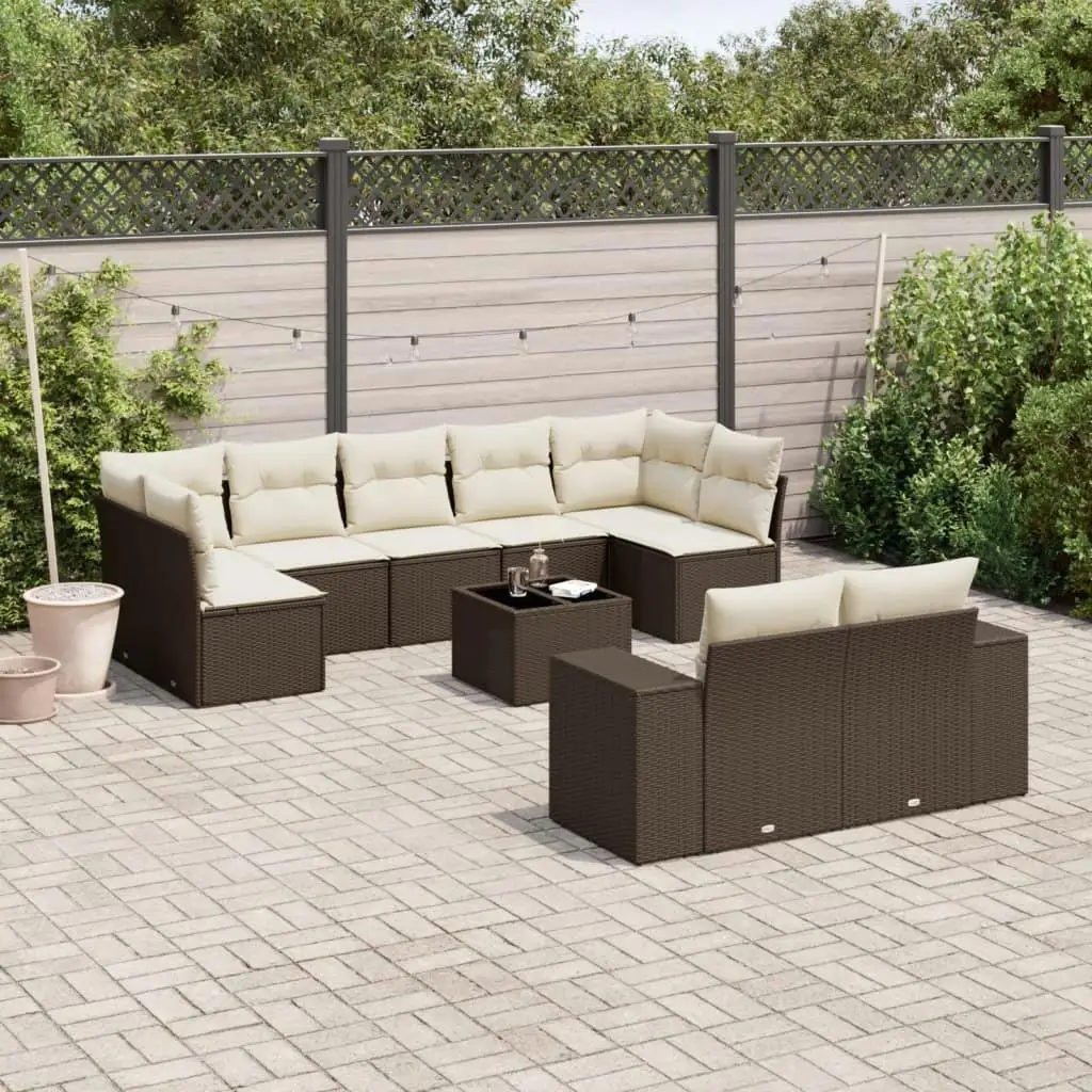 

Stylish Brown and Cream White Garden Sofa Set Durable Outdoor Furniture Comfortable Seating Relaxation Space