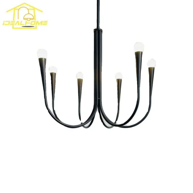 Lampade a sospensione a candela di lusso americane LED E14 Nero / Oro Lustro Ferro Arte Lampada a sospensione decorativa Soggiorno Camera da letto Ristorante