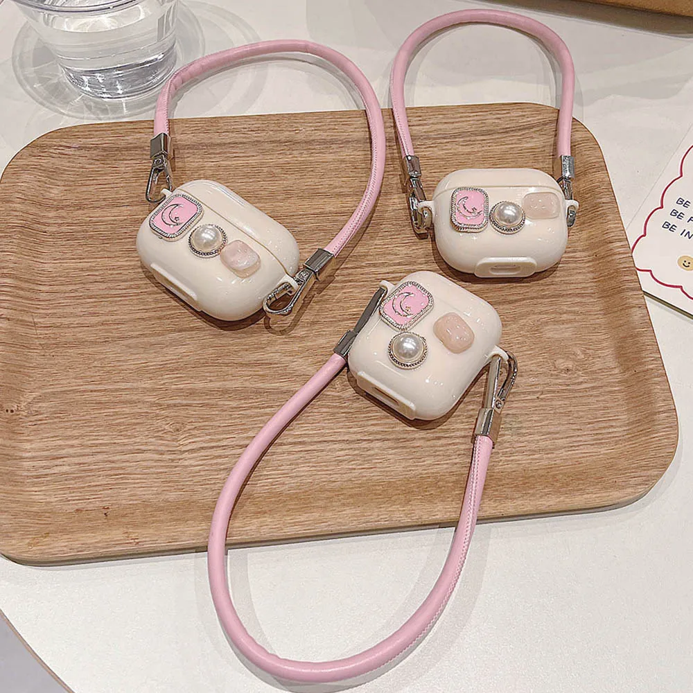 กระเป๋าใส่ของหูฟังสำหรับเด็กผู้หญิงประดับมุก3D หรูหราสำหรับ Apple airpods Pro 2ชุดหูฟังฝาครอบกล่องสำหรับ airpods 2/1 3กล่องกันกระแทกซิลิโคน